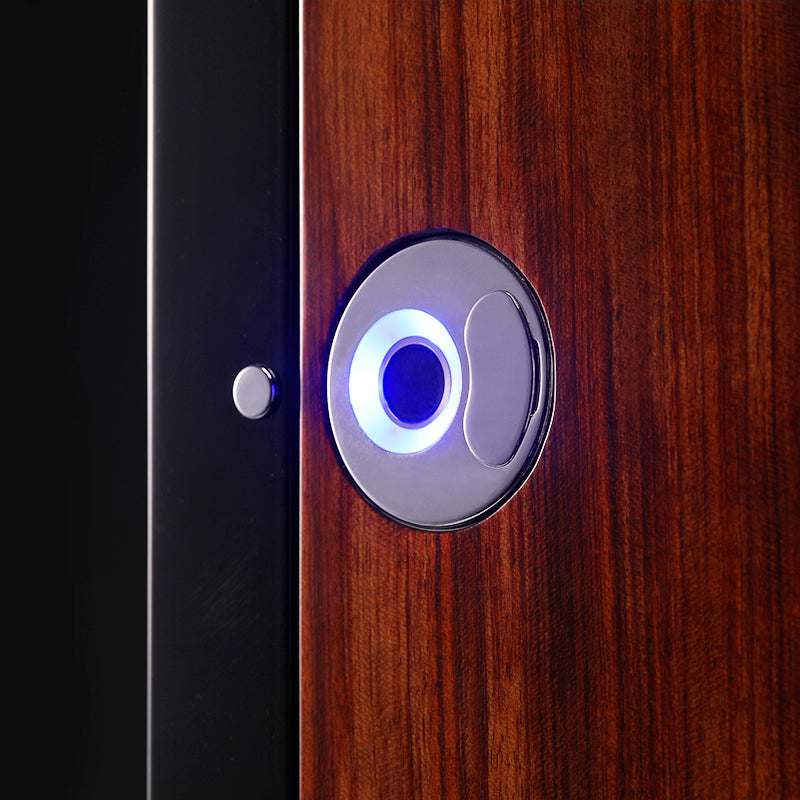 ARACHVIA 2-Watch Winder with Fingerprint Lock, Touchscreen & Color-Changing LED Lighting – Rosewood Finish