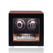 ARACHVIA 2-Watch Winder with Fingerprint Lock, Touchscreen & Color-Changing LED Lighting – Rosewood Finish