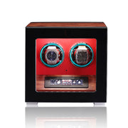 ARACHVIA 2-Watch Winder with Fingerprint Lock, Touchscreen & Color-Changing LED Lighting – Rosewood Finish