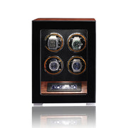 ARACHVIA 4-Watch Winder with Fingerprint Lock, Touchscreen & Warm LED Lighting – Rosewood Finish