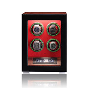 ARACHVIA 4-Watch Winder with Fingerprint Lock, Touchscreen & Warm LED Lighting – Rosewood Finish