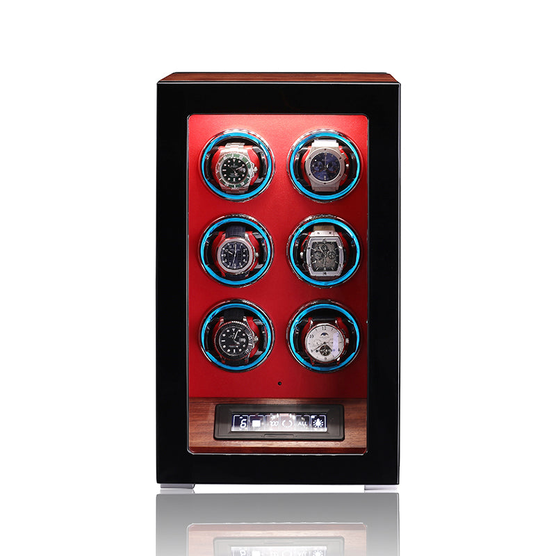 ARACHVIA 6-Watch Winder with Fingerprint Lock – Rosewood Finish