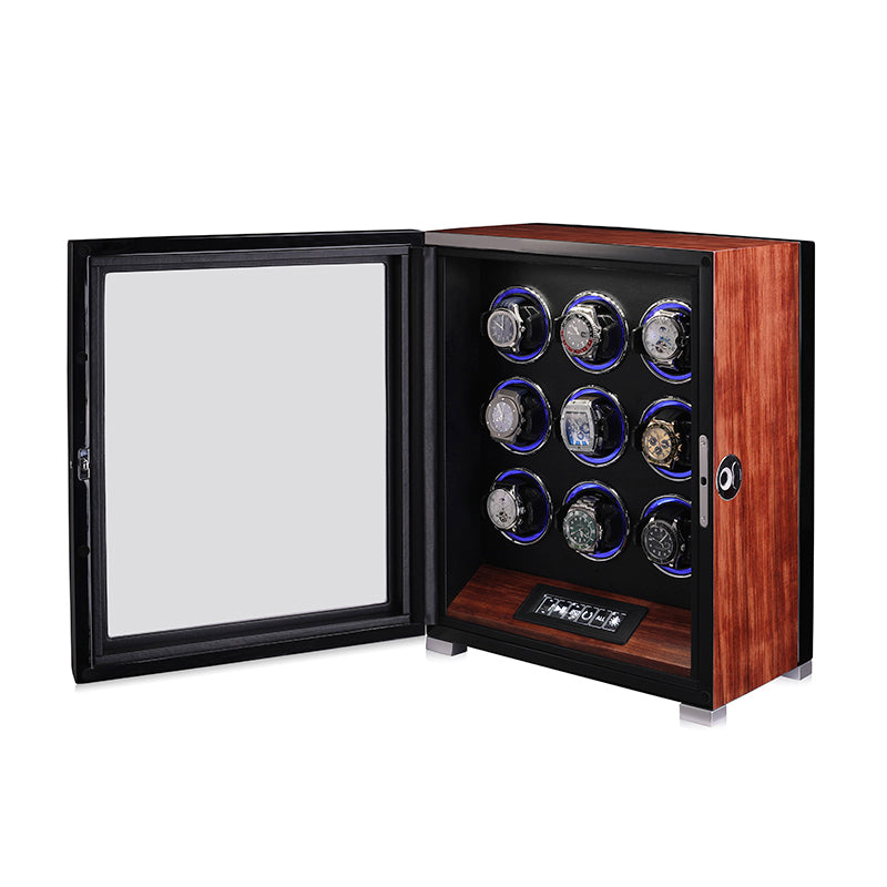 ARACHVIA 9-Watch Winder with Fingerprint Lock & Interior Lighting