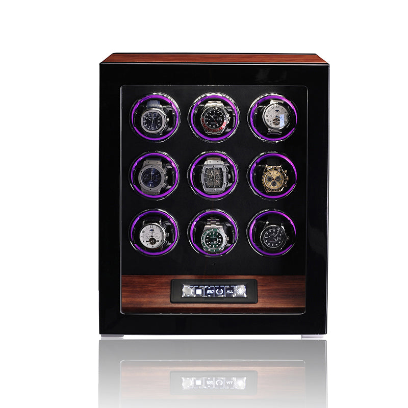 ARACHVIA 9-Watch Winder with Fingerprint Lock & Interior Lighting