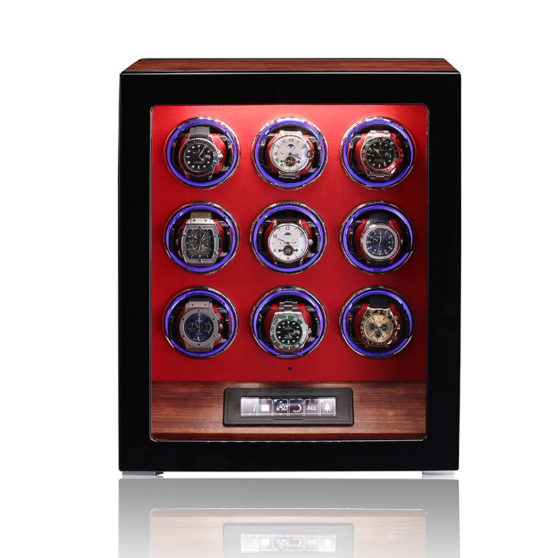 ARACHVIA 9-Watch Winder with Fingerprint Lock & Interior Lighting