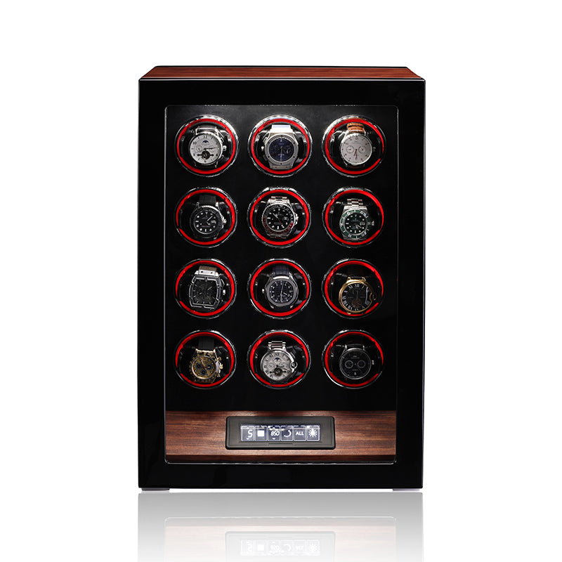ARACHVIA 12-Watch Winder with Fingerprint Lock & Interior Lighting